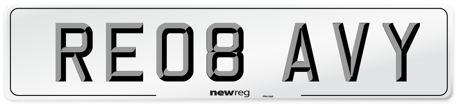 RE08 AVY Number Plate from New Reg
